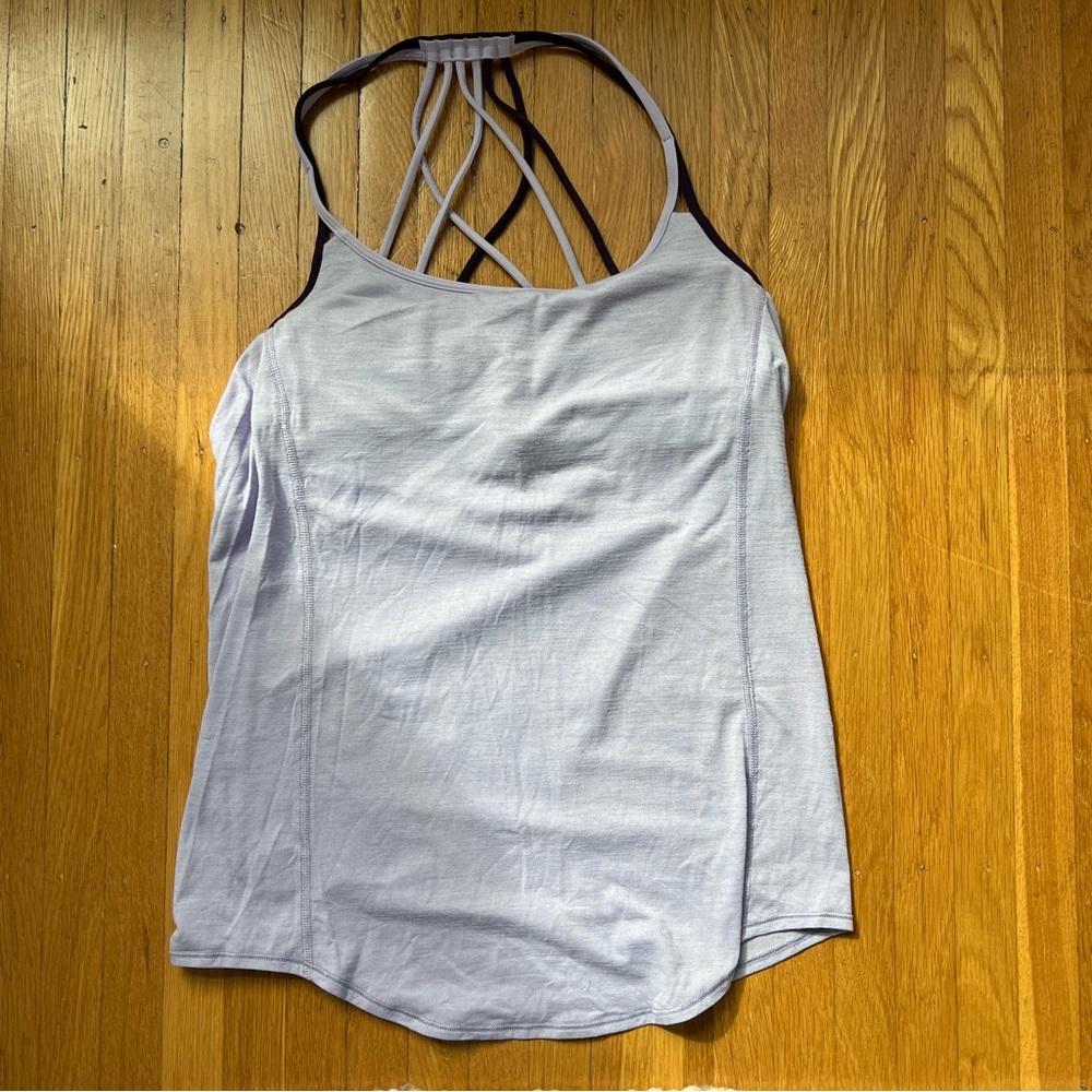 Lululemon Lighten Up Sports Bra Open Back Criss Cross Straps Draped Tank Top